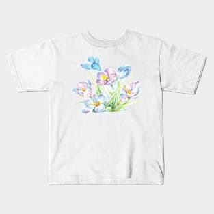 Blue flowered saffron crocus Kids T-Shirt